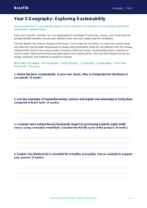 Free Sustainability Assessment | Year 5 Greater Depth | BookFlik