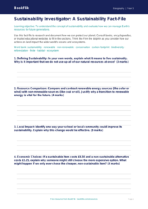 Free Sustainability Template | Year 5 Greater Depth | BookFlik