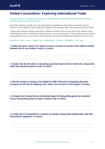 Free Trade Worksheet | Year 5 Greater Depth | BookFlik