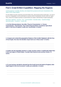 Free UK Regions Activity Sheet | Year 5 Greater Depth | BookFlik