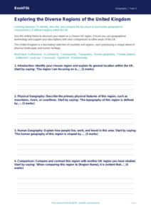 Free Uk Regions Writing Frame | Year 5 Greater Depth | BookFlik