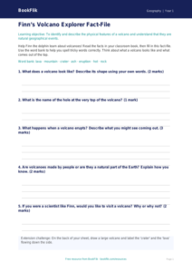 Free Volcanoes Template | Year 1 Core | BookFlik