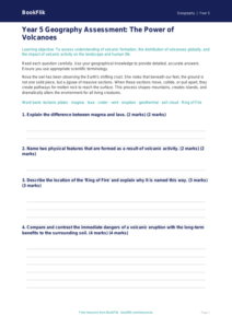 Free Volcanoes Assessment | Year 5 Greater Depth | BookFlik