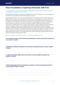 Free Volcanoes Comprehension | Year 5 Greater Depth | BookFlik
