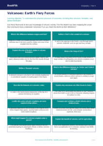 Free Volcanoes Flashcards | Year 5 Greater Depth | BookFlik
