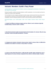 Free Volcanoes Worksheet | Year 5 Greater Depth | BookFlik