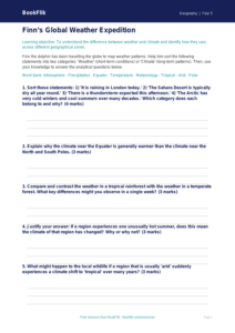 Free Weather And Climate Activity Sheet | Year 5 Greater Depth | BookFlik