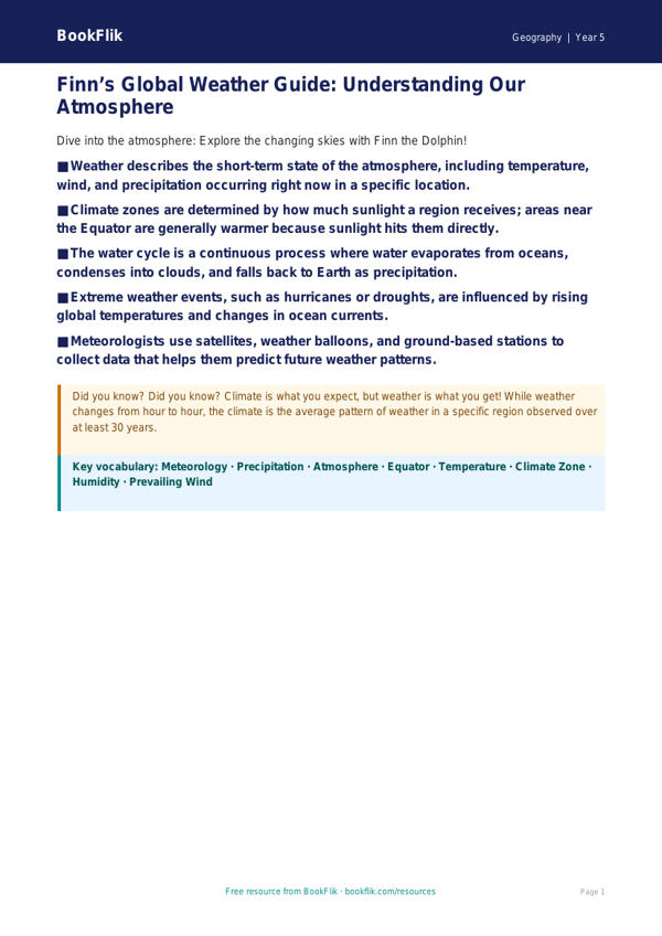 Free Weather And Climate Poster | Year 5 Greater Depth | BookFlik worksheet preview — Geography Weather And Climate