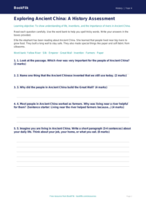 Free Ancient China Assessment | Year 4 Supported | BookFlik
