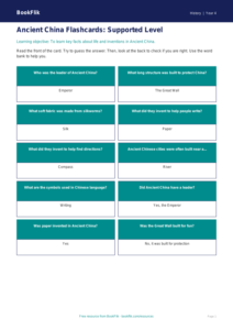 Free Ancient China Flashcards | Year 4 Supported | BookFlik