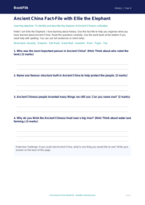 Free Ancient China Template | Year 4 Supported | BookFlik