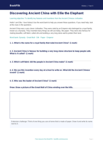 Free Ancient China Worksheet | Year 4 Supported | BookFlik