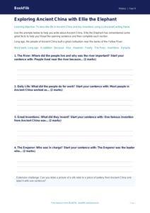 Free Ancient China Writing Frame | Year 4 Supported | BookFlik