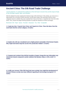 Free Ancient China Activity Sheet | Year 5 Greater Depth | BookFlik