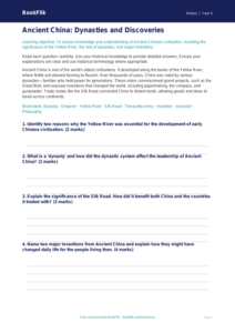 Free Ancient China Assessment | Year 5 Greater Depth | BookFlik