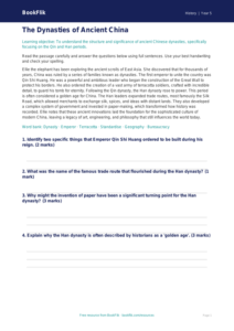 Free Ancient China Comprehension | Year 5 Greater Depth | BookFlik