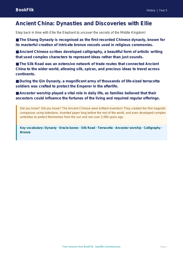 Free Ancient China Poster | Year 5 Greater Depth | BookFlik worksheet preview — History Ancient China