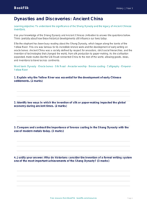 Free Ancient China Worksheet | Year 5 Greater Depth | BookFlik
