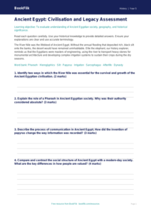 Free Ancient Egypt Assessment | Year 5 Greater Depth | BookFlik