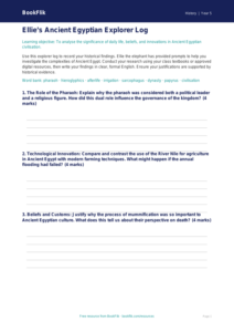 Free Ancient Egypt Template | Year 5 Greater Depth | BookFlik