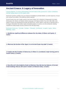 Free Ancient Greece Assessment | Year 5 Greater Depth | BookFlik