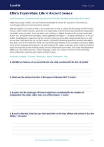 Free Ancient Greece Comprehension | Year 5 Greater Depth | BookFlik