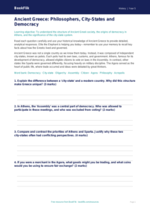 Free Ancient Greece Worksheet | Year 5 Greater Depth | BookFlik
