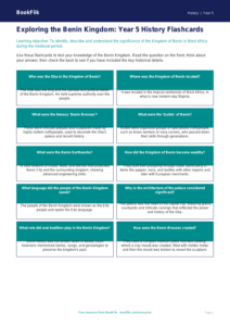 Free Benin Kingdom Flashcards | Year 5 Greater Depth | BookFlik