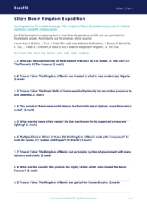 Free Benin Kingdom Quiz | Year 5 Greater Depth | BookFlik