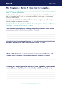 Free Benin Kingdom Writing Frame | Year 5 Greater Depth | BookFlik