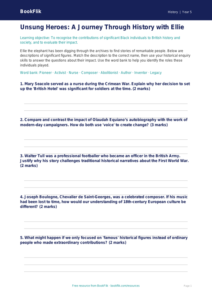 Free Black History Month Activity Sheet | Year 5 Greater Depth | BookFlik