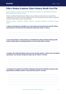 Free Black History Month Template | Year 5 Greater Depth | BookFlik