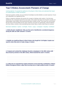 Free Black History Assessment | Year 5 Greater Depth | BookFlik
