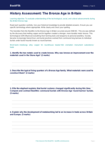 Free Bronze Age Assessment | Year 5 Greater Depth | BookFlik