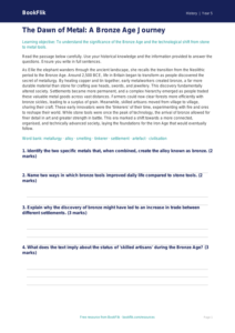 Free Bronze Age Comprehension | Year 5 Greater Depth | BookFlik
