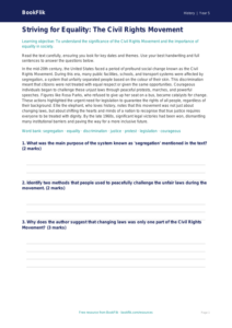 Free Civil Rights Comprehension | Year 5 Greater Depth | BookFlik