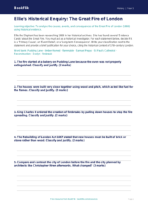 Free Great Fire Of London Activity Sheet | Year 5 Greater Depth | BookFlik