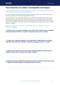 Free Great Fire Of London Worksheet | Year 5 Greater Depth | BookFlik
