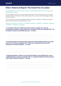 Free Great Fire Of London Writing Frame | Year 5 Greater Depth | BookFlik