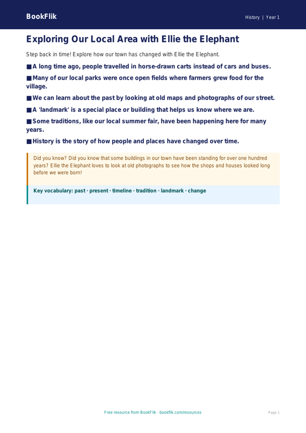 Free Local History Poster | Year 1 Core | BookFlik worksheet preview — History Local History