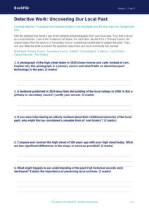 Free Local History Activity Sheet | Year 5 Greater Depth | BookFlik