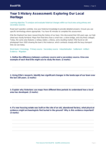 Free Local History Assessment | Year 5 Greater Depth | BookFlik