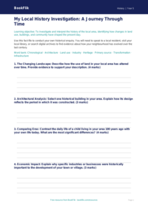 Free Local History Template | Year 5 Greater Depth | BookFlik