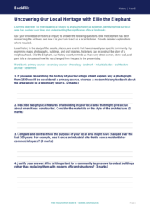Free Local History Worksheet | Year 5 Greater Depth | BookFlik