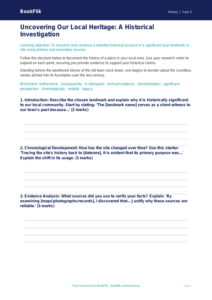 Free Local History Writing Frame | Year 5 Greater Depth | BookFlik