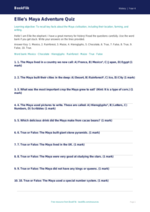 Free Maya Civilisation Quiz | Year 4 Supported | BookFlik