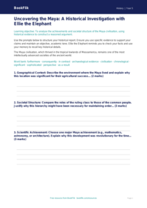 Free Maya Civilisation Writing Frame | Year 5 Greater Depth | BookFlik