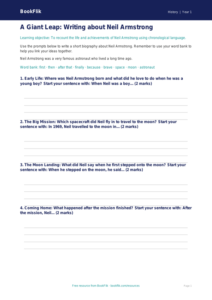 Free Neil Armstrong Writing Frame | Year 1 Core | BookFlik