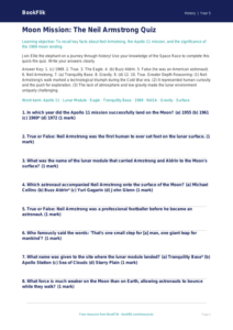 Free Neil Armstrong Quiz | Year 5 Greater Depth | BookFlik