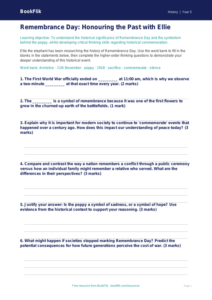Free Remembrance Day Activity Sheet | Year 5 Greater Depth | BookFlik